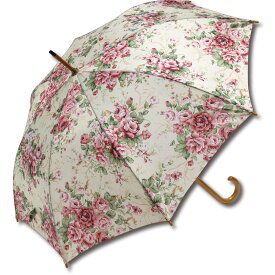 傘 名画木製ジャンプ傘（ローズLEMON） おしゃれ レディース 長傘 レイングッズ 雨の日 おでかけ 雨 雨傘 ワンタッチ 58cm 大きめ 5Lサイズ