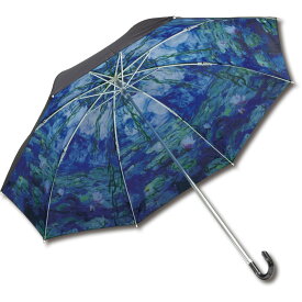 傘 名画折りたたみ傘～晴雨兼用～（モネ「睡蓮」） 日傘 雨傘 おしゃれ レディース レイングッズ 49cm 手開き UVカット 手動 内側 裏 柄 外 無地 3Lサイズ