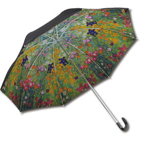 傘 名画折りたたみ傘～晴雨兼用～（クリムト「フラワーガーデン」） 日傘 雨傘 おしゃれ レディース レイングッズ 49cm 手開き UVカット 手動 内側 裏 柄 外 無地 3Lサイズ