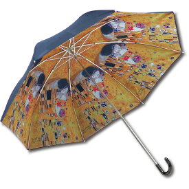 傘 名画折りたたみ傘～晴雨兼用～（クリムト「ザ・キス」） 日傘 雨傘 おしゃれ レディース UVカット レイングッズ 49cm 手開き 手動 内側 裏 柄 外 無地 4Lサイズ