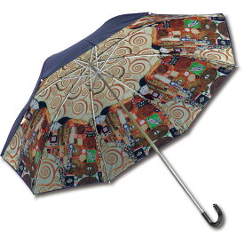 傘 名画折りたたみ傘～晴雨兼用～（クリムト「抱擁」） 日傘 雨傘 おしゃれ レディース UVカット レイングッズ 49cm 手開き 手動 内側 裏 柄 外 無地 4Lサイズ