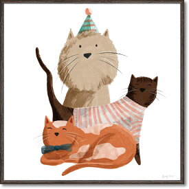 絵画 ベッキー ソーンズ「ピクニック キャット1」 額入り かわいい 猫の絵 アートフレーム インテリア リビング 玄関 トイレ 部屋に飾る 癒し 御祝 ギフト プレゼント 贈り物 なごむ 動物 Sサイズ おしゃれ 壁掛け 絵