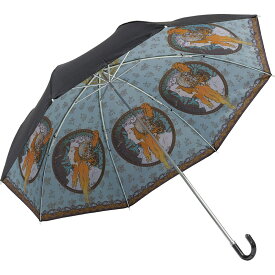 傘 名画折りたたみ傘～晴雨兼用～（ミュシャ「ブロンド」） 日傘 雨傘 おしゃれ レディース UVカット レイングッズ 50cm 手開き 手動 内側 裏 柄 外 無地 4Lサイズ