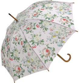 傘 木製ジャンプ傘 ダンフイ ナイ「ギフトフロムガーデン」 雨傘 花柄 かわいい 長傘 おしゃれ レディース レイングッズ 雨の日 おでかけ ワンタッチ 5Lサイズ