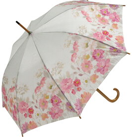 傘 木製ジャンプ傘 シルビア ヴァシレヴァ「クイーンアンズレースガーデン」 雨傘 花柄 かわいい 長傘 おしゃれ レディース レイングッズ 雨の日 おでかけ ワンタッチ 5Lサイズ