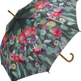 傘 木製ジャンプ傘 シルビア ヴァシレヴァ「フェアリーテイルフラワーズ」 雨傘 花柄 かわいい 長傘 おしゃれ レディース レイングッズ 雨の日 おでかけ ワンタッチ 5Lサイズ