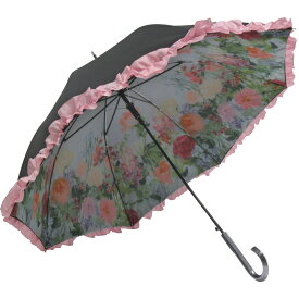 傘 フリルジャンプ傘（晴雨兼用） ジュリア プリントン「カッティングガーデン」 雨傘 日傘 花柄 かわいい おしゃれ レディース レイングッズ 雨の日 おでかけ 5Lサイズ