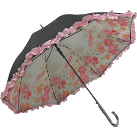 傘 フリルジャンプ傘（晴雨兼用） シルビア ヴァシレヴァ「クイーンアンズレースガーデン」 雨傘 日傘 花柄 かわいい おしゃれ レディース レイングッズ 雨の日 おでかけ 5Lサイズ