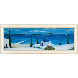 絵画 ジュリア ホーキンス「エーゲ海の夏2」 インテリア リビング 玄関 壁に飾る エーゲ海 額装済 フレーム付 プレゼント ギフト お祝い 壁飾り 癒し 風景 額入り アートパネル 3Lサイズ おしゃれ 壁掛け 絵