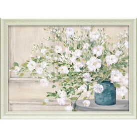 絵画 ジュリア プリントン「ホワイト ブーケ」 インテリア リビング 部屋に飾る 玄関 花の絵 フラワー 額付き 植物画 プレゼント ギフト 静物画 アートパネル フレーム付き ナチュラル 3Lサイズ おしゃれ 壁掛け 絵