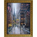 絵画 ギィ デサップ「ウォール ストリート」 額入り 風景画 壁に飾る 街 の絵 夜景 額付き モダン アート エントラン…