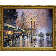 【スーパーSALE10％OFF】絵画 ギィ デサップ「サン-ジェルマン-デ-プレ」 額入り 風景画 壁に飾る 街 の…