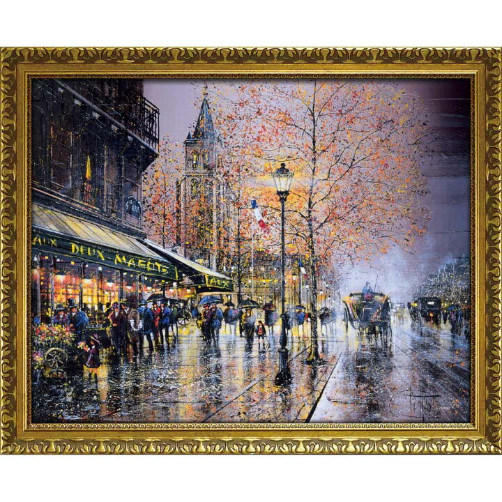 夜景 絵画 絵画 ギィ デサップ サン-ジェルマン-デ-プレ 額入り 風景画 