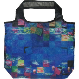 バッグ 名画モザイクアートシリーズ　〜エコバッグ（Mサイズ）〜 モネ「睡蓮」 ゆうパケット 折りたたみ 買い物袋 軽量 コンパクト おしゃれ かわいい レジ袋 手提げ ショッピングバッグ Mサイズ