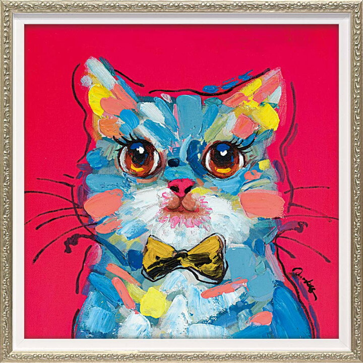 楽天市場】絵画 オイル ペイント アート ボウタイ キャット（Sサイズ 