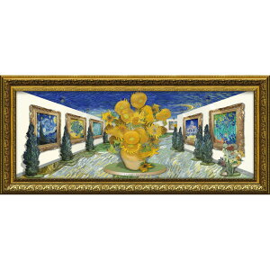 【抽選ポイント100%バック】絵画 白石 創多「ゴッホのアート ミュージアム」 壁掛け 名画 オマージュ 額入り インテリア ひまわり 星月夜 アイリス 花咲くアーモンドの木の枝 オーヴェルの