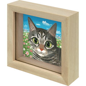【抽選ポイント100%バック】絵画 糸井忠晴 ミニミニボックスフレーム「フラワー」 かわいい 猫の絵 アートフレーム 額入り 小さい絵 キャット 壁掛け 卓上 インテリア プレゼント ギフト Ca