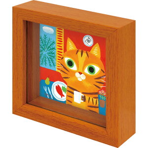 【抽選ポイント100%バック】絵画 糸井忠晴 ミニミニボックスフレーム「モーニング」 かわいい 猫の絵 アートフレーム 額入り 小さい絵 キャット 壁掛け 卓上 インテリア プレゼント ギフト