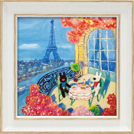 絵画 リサとガスパール アートフレーム Sサイズ「バルコニーでお祝い」 ゆうパケット 壁掛け 額付き イン…