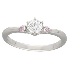 Star Jewelry スタージュエリー ダイヤモンド(0.237ct D-VS1-Ex) ピンクダイヤモンド(0.05ct) ソリティア リング PT950 プラチナ 日本サイズ約7号 #47 鑑定書【送料無料】指輪【中古】22340501