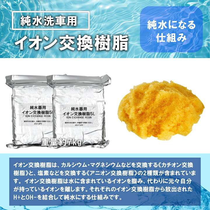 楽天市場】洗車 純水器用 イオン交換樹脂10L 5L×2袋 業務用 汎用品 