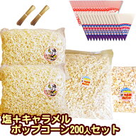 ［完成品］イベントポップコーン 200人分セット 専用袋付【キャラメル3kg(2kg+1kg) 100人分 塩味2kg(1kg…