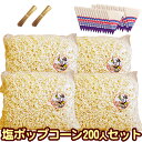 ［完成品］ポップコーン塩味200人セット 専用袋付【塩［約120L］4kg(1kg×4)三角袋（青）モールタイ200セット付】［こ…