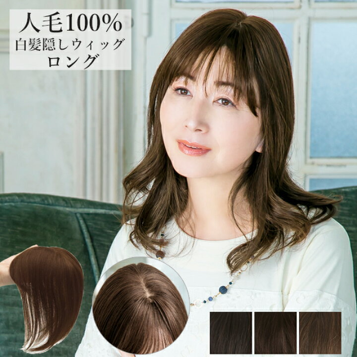 楽天市場】人毛100% 白髪隠しウィッグ ロング ST-102 部分ウィッグ 