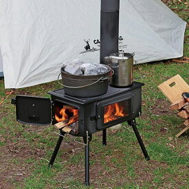 ＼全品ポイントUP／薪ストーブ キャプテンスタッグ(CAPTAIN STAG) ストーブ BBQ KAMADO かまど 煙突 ガラス窓付 角型ストーブ 収納バッグ付き UG-75 UG-0075 キャンプ ソロキャン