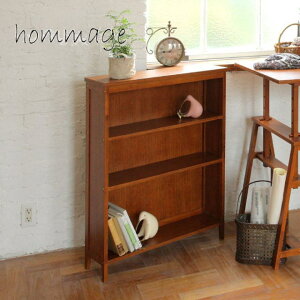 \本日ポイント5倍/【hommage】 ブックシェルフ 本棚 HMR-2664BR 【オマージュ】 文庫本 飾り棚 ディスプレイ棚 収納 天然木 オーク材 茶 可動棚 新生活 市場