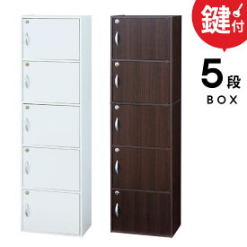 ＼ポイント5倍／5段カラーボックス 本棚 鍵付き 扉付き 収納ボックス 幅40cm ホワイト ブラウン 扉付き キャビネット ラック 書棚 書斎 人気 3段 新生活 クロシオ 鍵付きボックス 5段 39434 39445