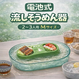 流しそうめん器 電池式 2〜3人用 Mサイズ 卓上 くるくるそうめん流し器 薬味入れ付き 流しそうめん 家庭用 そうめん流し機 パーティー 夏 涼感 おしゃれ