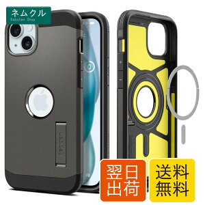 Spigen iPhone 15 �P�[�X MagSafe �ϏՌ� �X�^���h�t�� �ČRMIL�K�i�擾 �}�O�l�b�g���� 3�w�\�� �J�����ی� ���h�~ �Ռ��z�� ���C�����X�[�d�Ή� �^�t�E�A�[�}�[�E�}�O�t�B�b�g ACS06810 (�K�����^��)