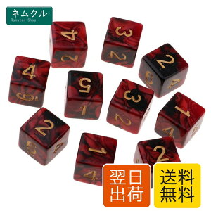 Yourandoll 10�� ���ʑ̃_�C�X D6�T�C�R�� 6�ʃ_�C�X16mm Dungeons and Dragons DND TRPG MTG�T�C�R���Ȃǃe�[�u���Q�[���p (���b�h�u���b�N)