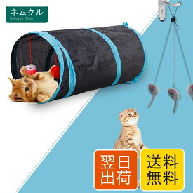 猫トンネル，Andiker 2穴付き猫トンネル折りたたみ可能水洗いキャットトンネル長いトンネル猫遊びペットおもちゃ (ブラック)