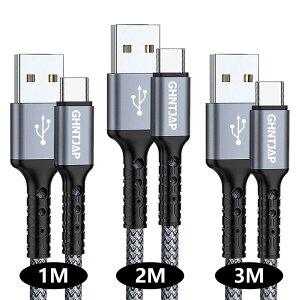 GHNTJAP USB Type C P[u y1m+2m+3m/3{Zbgz USB A to USB C P[u 3A}[d QC3.0/2.0Ή iPhone15/Galaxy/Pixel/Xperia/LG^Cvc@Ή iC҂ O[