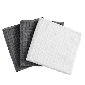 ふきん 　マイクロファイバー布巾 強力吸水　速乾 雑巾　 食器 拭きガラス 窓鏡 キッチンタオル　台拭き 掃除用品 ワッフル調【3枚 30*30cm】