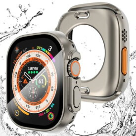 【3 in 1防水設計】TALENANA for Apple Watch Ultra 2/Ultra ケース 49mm アップルウォッチ液晶保護フィルム+防水保護ケース+背面ケースの3 in 1デザイン Apple Watch Ultra 2/Ultra 高タッチ感度 PC素材 全面保護 防傷 (Apple Watch Ultra 2/Ultra,49mm,チタンカラー)