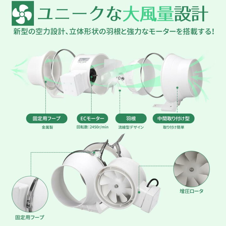 楽天市場】BreeRainz ダクトファン Φ150mm ダクト用換気扇 高低速 