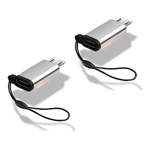 Type-C to Micro USB 変換アダプター 2個セット Type C メス to Micro USB オス 変換アダプタ データ転送 充電対応 Xperia、Galaxy、Nexus、HUAWEI等Micro USB設備対応 (シルバー)