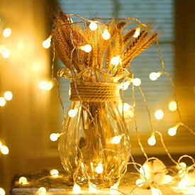 AGOTD LEDイルミネーションライト電飾6.5M 40個 フェアリーライト 電池式 おしゃれ ガーデン ストリングライト 屋外 防水 防塵 クリスマスライト 部屋・アウトドア・テント・誕生日・結婚式・庭・パーティー 飾り?(電球色)