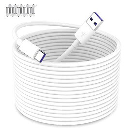 USB Type-Cケーブル 5M USB A to USB Cケーブル 防犯カメラ給電 Mi カメラ 2K/Xiaomiスマートカメラ C400/EZVIZ/YESKAMO/Wyze Camノートパソコン/Nest Cam/Xbox PS5コントローラー電源コード、タブレット/PC/モニター等USB-C機種対応 カメラのテザー撮影用 白い