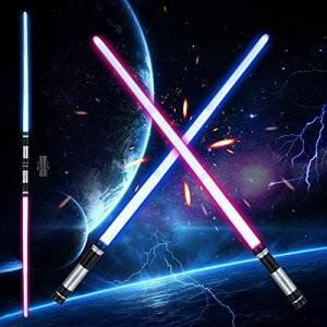 LED ライトセーバー 2本セット 光るおもちゃ 光る刀 光る剣 コスプレ 伸縮式 合体可能 7色 光るソード カラーチェンジ led パーティーグッズ 電池別売り (伸縮可+バッテリー付属)