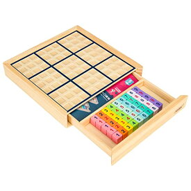 [マラソン期間中ポイント5倍]木製 ナンバープレース数独 ナンプレ 引き出し付きボードゲーム (カラフル) - 数学脳ティーザー おもちゃ 教育 卓上 ゲーム トレイン 論理的思考能力
