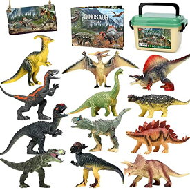 [マラソン期間中ポイント5倍]恐竜おもちゃ 12個恐竜 フィギュア きょうりゅう おもちゃ T-Rex ヴェロキラプトル 収納ボックス ディノブック 現実的な恐竜フィギュア 子供 おもちゃ 男の子 女の子 誕生日プレゼント ギフト