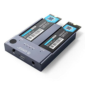 【クローン機能】ORICO USB-C NVME M.2 SSDケース 2ベイ コピー機能付 USB3.1 外付けケース M-Key / B&M Key（Nvmeのみ）に対応 USB 3.1 Gen2 10Gbps UASPサポート 2230/2242/2260/2280 SSD対応 M.5 SSD 変換アダプタ エンクロージャ ケース グレー M2P2-C3-C
