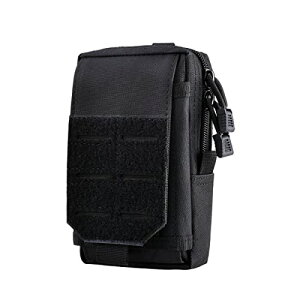 Azarxis スマホポーチ Molle対応 スマートフォン 手帳型 スマホケース モールシステム ユーティリティ EDCポーチ サバゲ― タクティカル ユーティリティポーチ (ブラック)