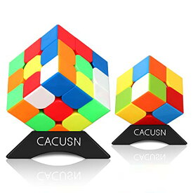 CACUSN 立体パズル 回転スムーズ ステッカーレス 競技用キューブ 世界基準配色 スタンド付き 2個セット（2×2、3×3）