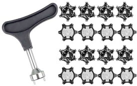 交換用ゴルフシューズ 16個セット ゴルフ用釘レンチ付属 スパイク鋲 交換用スパイク鋲 ゴルフシューズ靴鋲 滑り止め 簡単脱着 ホワイト (ブラック)