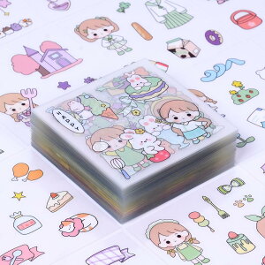 コラージュ 素材 フレークシール 100枚 女の子 シール かわいい 人物 ステッカー 手帳シール おしゃれ 大量 (C)